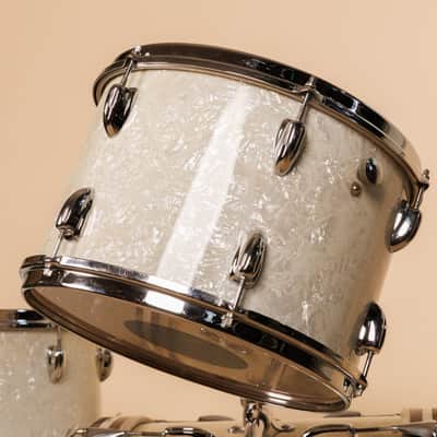 1965 Slingerland "Gene Krupa Deluxe" White Marine Pearl Drum Set image 8