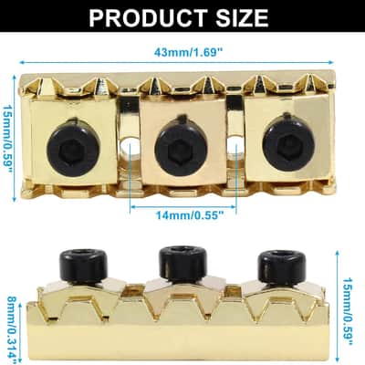42MM Guitar Metal Locking Nut String Lock, Guitar Parts Strings Locked Nut for Floyd Rose Style Electric Guitar Tremolo Double Lock System (Gold) image 2
