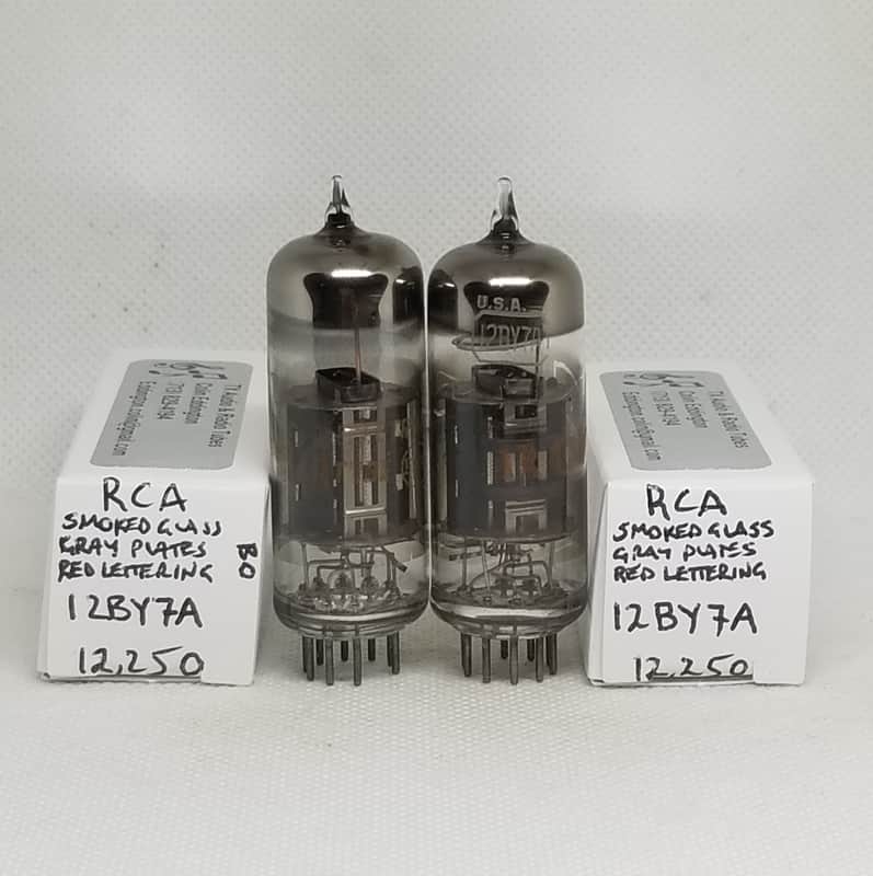 RCA 12BY7A Gray Smoked Glass Perfectly Matched Pair NOS 12BV7 12DQ7 image 1
