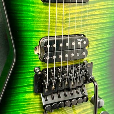 Dean Guitars - USA - Custom Shop - ML - 7 String - Emerald Burst Flame Maple Top - Reverse 7 Inline Head Stock - Floyd Rose - DMT 7 Nostalgia and Baker Act  Pickups - Black Hardware - w/OHSC - Call for Best Price !!! image 4