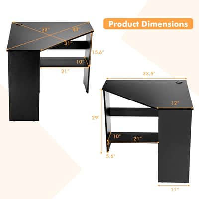Triangle Music Production Desk – Corner Studio Workstation with Storage Shelf image 2