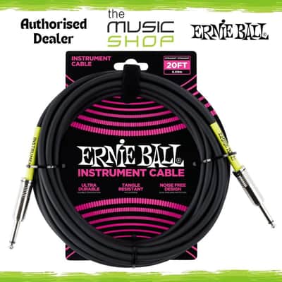 Ernie Ball 20ft Classic Black Instrument/Guitar Cable, Straight/Straight - 6046 image 1