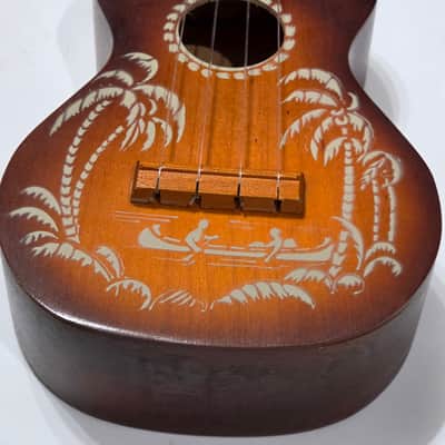 Harmony Soprano Ukulele 1950s - Palm trees stencil image 6