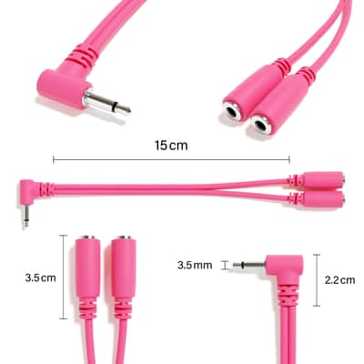 ExcelValley [Pink] 5-Pack - Right Angle Mono Splitter Y Patch Cables - TS 3.5mm 1/8" Eurorack Synth Synthesizer image 2