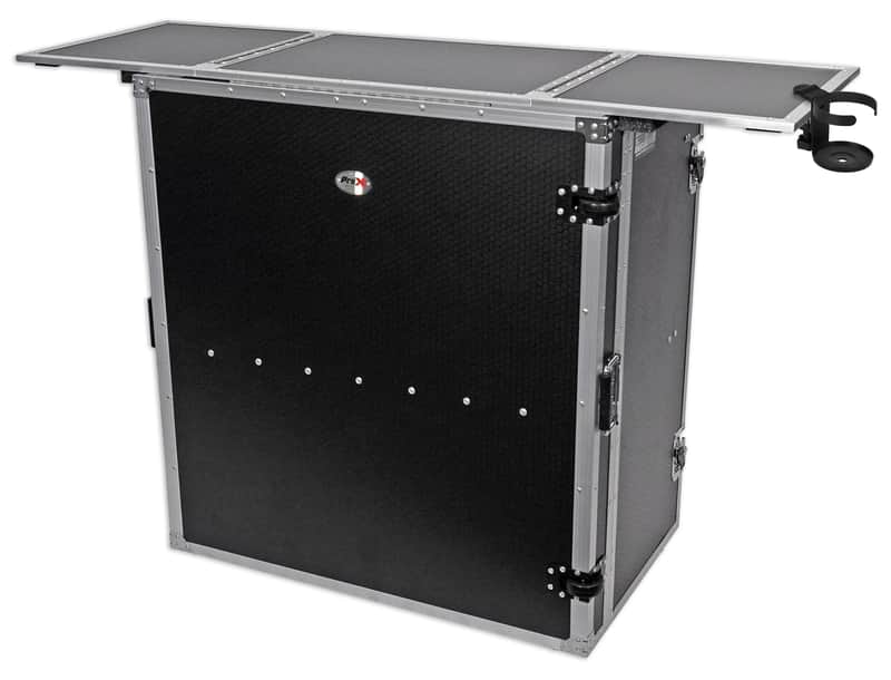 ProX XS-DJSTN Foldout Mobile DJ Combo Table Desk Facade w/ Wheels+Cup Holder image 1