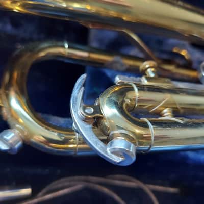 King Cleveland 600 Bb Trumpet, USA, Brass with Case, good but resolder image 9