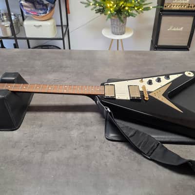 2003 Epiphone Flying V Korina MIK Korean Gibson Logo Ebony Black Guitar image 4