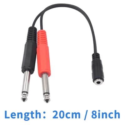 3.5mm to 1/4 Adapter Cable, 1/4 Mono to 3.5mm Stereo Adapter, 1/8 to 1/4 Splitter Cable, 3.5mm 1/8 TRS Female to Dual 6.35mm 1/4 TS Male Stereo to Mono Y Splitter Cable, 20cm/8inch image 3