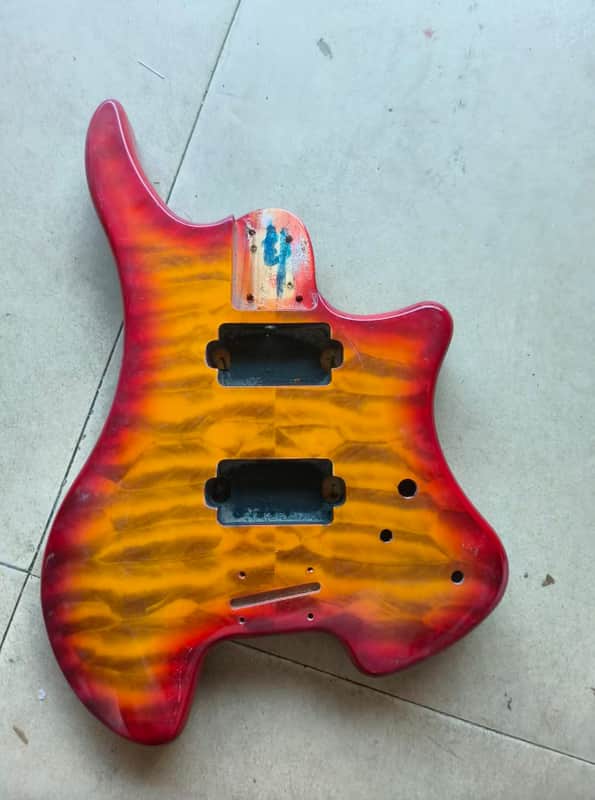 Cherry Burst Headless Guitar DIY Project Body with Maple Top image 1