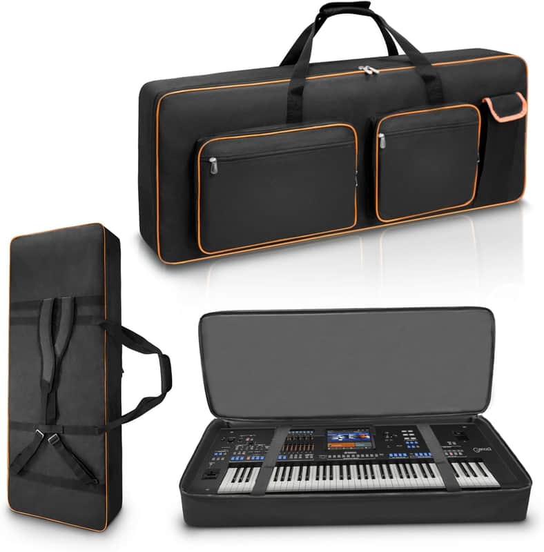 76 Key Keyboard Case,Soft Padded Keyboard Gig Bag Case with Handle and Adjustable Shoulder Straps,46.4"X17.7"X5.7" keyboard Travel Bag 76 Key With 5-Pocket for Keyboard Accessaries image 1