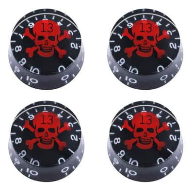4pcs Skull Electric Guitar Knob Bass Top Hat Knobs Speed Volume Tone Knob AMP Effect Pedal Control Knobs Black With Red KNOB-S10 image 1