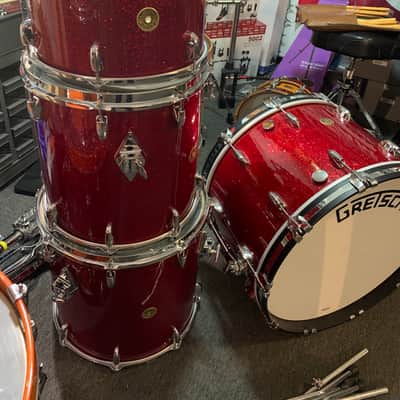 Gretsch Broadkaster Usa 2022 - Red glitter sparkle excellent cond drum set 4 Pc 22 13 14 16 USA image 4