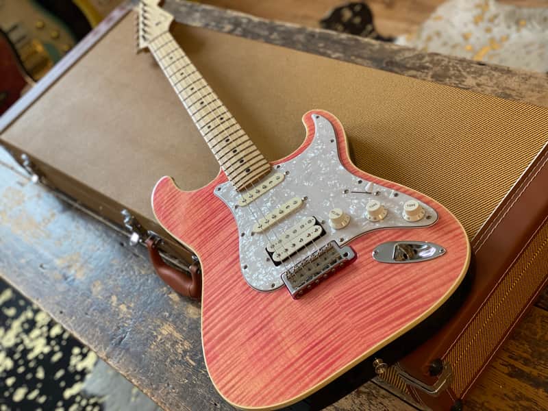 Fender Japanese Ltd Edition 'AST-FMT' Aerodyne Stratocaster 2016 Transparent Pink Maple Flametop w/ Hardcase