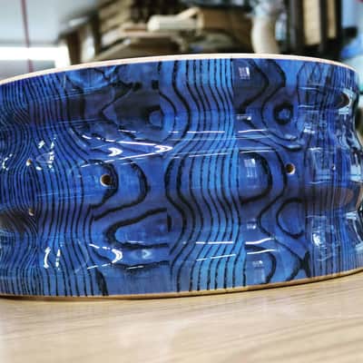 HHG Drums 14x7- 32mm Thick Contoured Ash Stave Snare(This Shell Completed With Your Choice Of Hardware) 2021 Electric Blue High Gloss Lacquer image 6