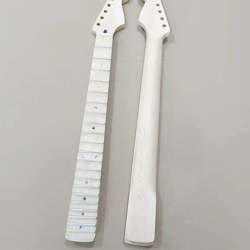 Natural Finish Guitar Maple Wood Strat Style Neck, Scalloped Fingerboard Fretboard, 22 Frets image 1