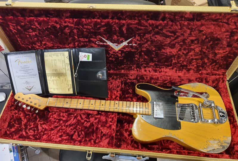 Fender 52 telecaster bigsby custom shop limited edition heavy relic CuNiFe aged butterscotch blonde image 1