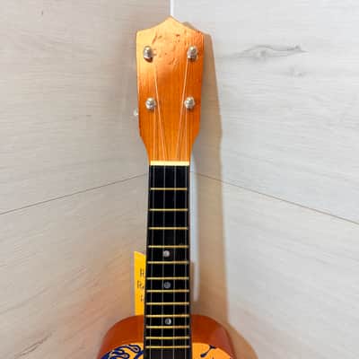 Uknown Floral Hawaiian Soprano Ukulele Blue & Orange Beginner Uke image 3