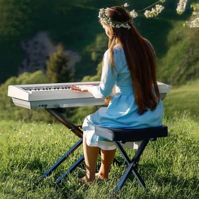 5 Core Keyboard Bench 3 Inch Padded Piano Stool Adjustable 20.5" Guitar Seat Heavy Duty Portable image 13