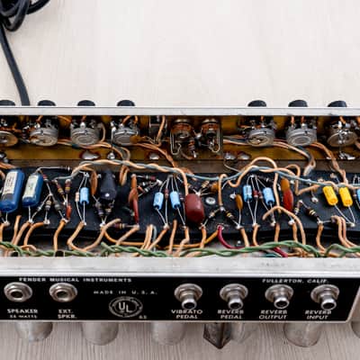 1966 Fender Vibrolux Reverb Black Panel Vintage Tube Amp w/ Jensen C10N, Ftsw image 13
