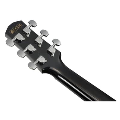 Ibanez AAM340CE 6-String Right-Handed Acoustic Electric Guitar with Low Oval Grip Thermo Aged African Mahogany Neck and Rosewood Scalloped Bridge (Rustic Black High Gloss) image 7