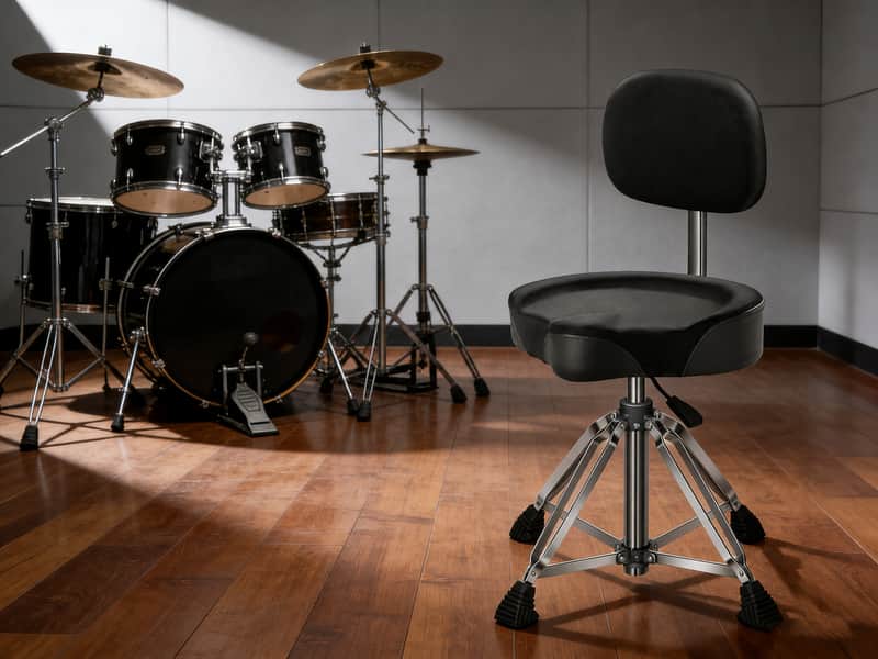 Augioth four-legged hydraulic drum stool, anti-shake rectangular base + memory foam cushion, suitable for double bass drum playing and intense performances. image 1