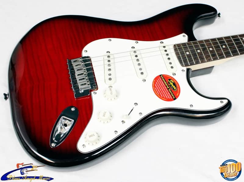 Squier Standard Stratocaster FMT CRT Flame Maple Top Crimson Red