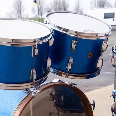 60's Ludwig Keystone Badge Blue Sparkle Kit - 20" 12,13,16" image 12