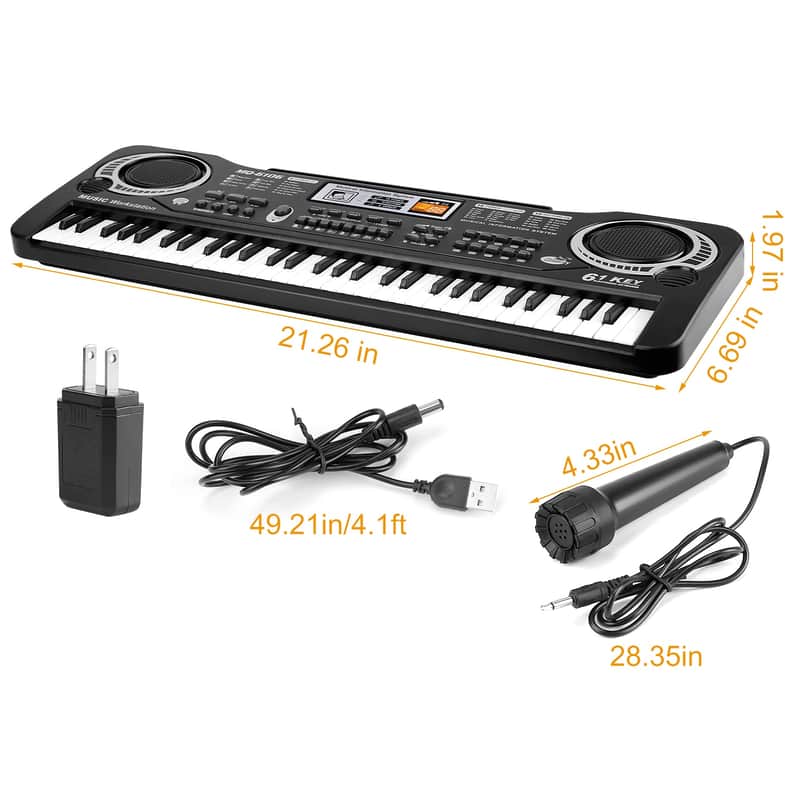 🎹CHILDREN'S SIZED Portable 61 Key Electric Piano / Keyboard USB, Microphone, & Battery Powered!🎹 image 1