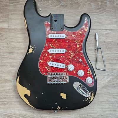 Reliced Sunburst Loaded Guitar Body w/ Noiseless 60's Pickup, Red Tortoise Pickguard image 1