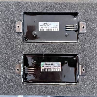 EMG 57/66-BRBC Active Solderless Alnico V Humbucker Set 2010s - Brushed Black Chrome image 3