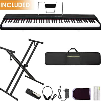 Digital Piano 88 Key Semi Weighted Keyboard, Piano Keyboard 88 Key for Beginners with Lighted Up Keys, Portable Electric Piano with Adjustable Stand,Carrying Case,Sustain Pedal,Headphone (Black) image 2