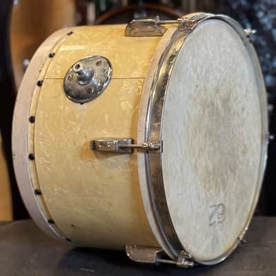 VINTAGE 1930's Leedy 9x13 Tacked Tom Drum in White Marine Pearl image 6