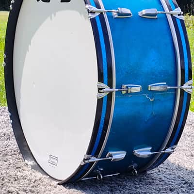 60's Ludwig 28" x 10" Blue Sparkle Orchestral/Concert/Marching Bass Drum image 2