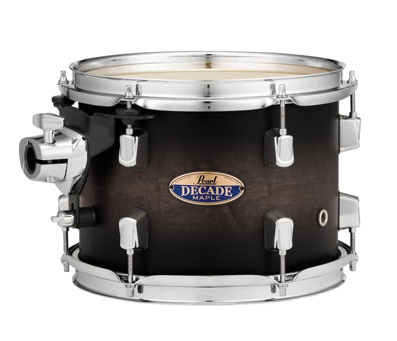 Pearl Decade Maple 10x7" Satin Black Burst Lacquer #262 Rack Tom Tom Drum w/Opti-Loc Mount | WorldShip | NEW | Authorized Dealer image 1