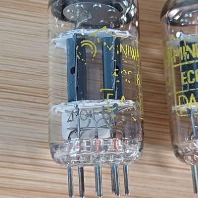 Rare NOS NIB early 70's PHILIPS AMPEREX 12AU7 ecc82  DIMPLED DISC GETTER  Heerlen perfect matched pair very strong, fully tested Superb sounding tubes ! image 10