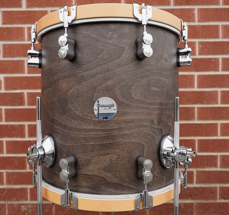 PDP/DW  #PDC1414FT Concept Maple Classic 14" x 14" Floor Tom w/ Legs Walnut Stain w/ Maple Hoops image 1
