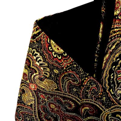 Gold Copper Black Handmade Guitar Strap Ornate India Paisley Satin Brocade image 4