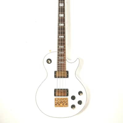 Greco EGB85 White Gold Hardware Made in Japan 1990 LP Type Short Scale Electric Bass Guitar, a4366 image 2
