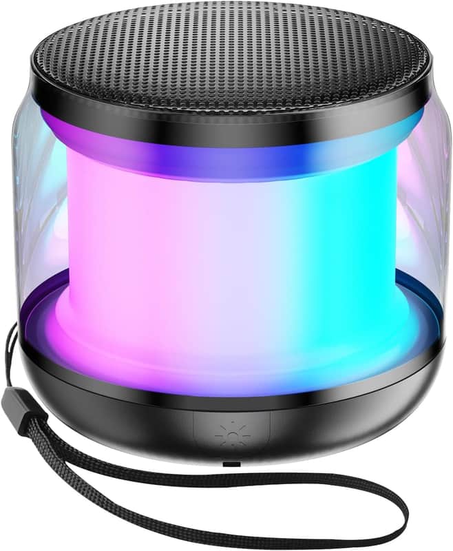 Mini Bluetooth Speaker with TWS Stereo Pairing, Enhanced Bass, LED Lights & Rechargeable Battery, Compact Wireless Speaker image 1