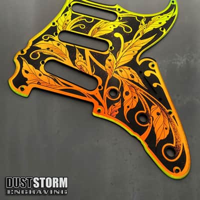 Engraved Pickguard & Free Tremolo Cover in Iridescent Gold Acrylic Mirror Design #3 for Fender Stratocaster HSH, HSS, SSS Setups Available image 8