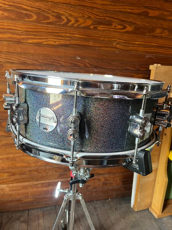 Used Concept Maple Series 5.5x14" Snare Drum with Chrome Hardware 2010s - black galaxy glitter image 1