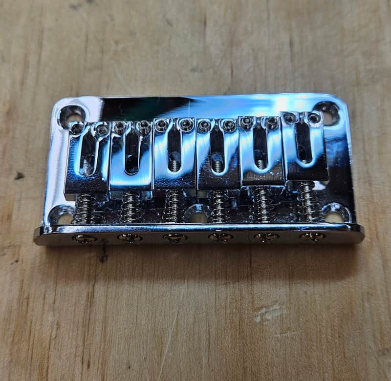 Squier Bridge Chrome, Genuine 2021 Squier Bullet Mustang HH 2020s - Chrome image 1