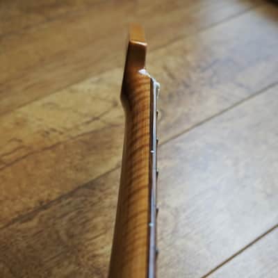 Telecaster Rosewood and Roasted Flame Maple Guitar Neck Gloss 21 Fret Jumbo with Abalone Markers image 10