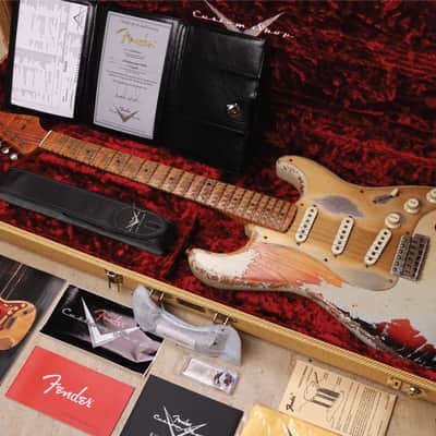 Fender Custom Shop Masterbuilt 1958 Stratocaster Heavy Relic 2020 - Heavily Aged Pale Sonic Blue Over Choc Faded 3-Tone Sunburst (Heavy Relic) image 1