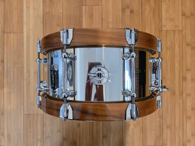 Snares - Dunnett Classic Drums 7x14 Stainless Steel w/Hybrid MetalWood Acacia Hoops image 1