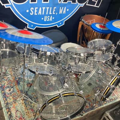 Zak Starkey's The WHO, 2010 Super Bowl Halftime Show, DW-Zildjian Custom Clear Acrylic Complete Drum Set. Authenticated! image 15