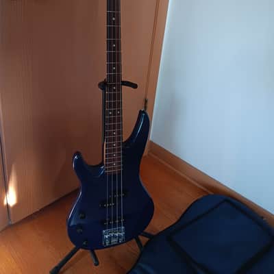 Vintage Yamaha RBX350 90s Lefty Left Handed Bass Guitar Blue Sparkle Levy Gig Bag image 14