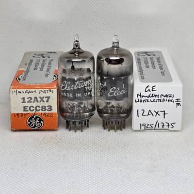 GE 12AX7 Short Gray Plate Well Matched (7.5%) Pair NOS ECC83 12AX7A