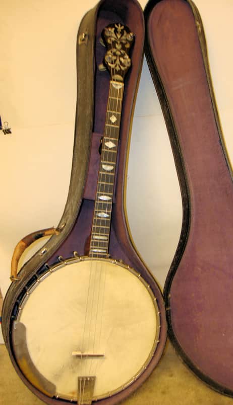 Hughes 17 Fret "Irish" Tenor Banjo 1920's W/ Orig GEIB Case image 1