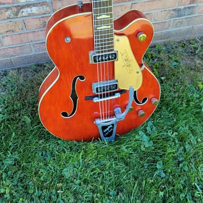 1957 Gretsch Model 6120 Chet Atkins Hollowbody Electric Guitar Amber Red Cowboy Case Great Player & Sound image 2
